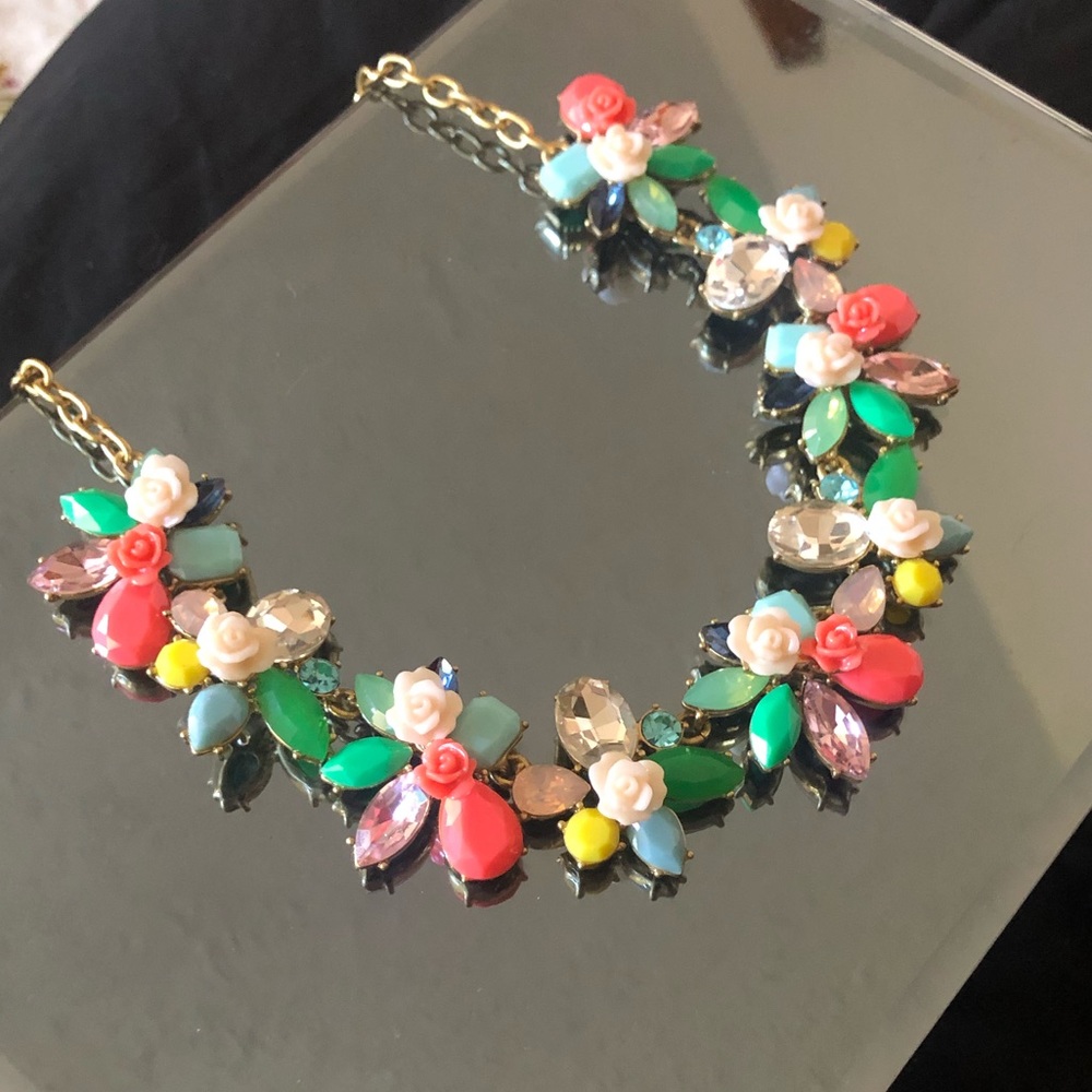 J Crew Rose Garden Gemstone Statement Neck…